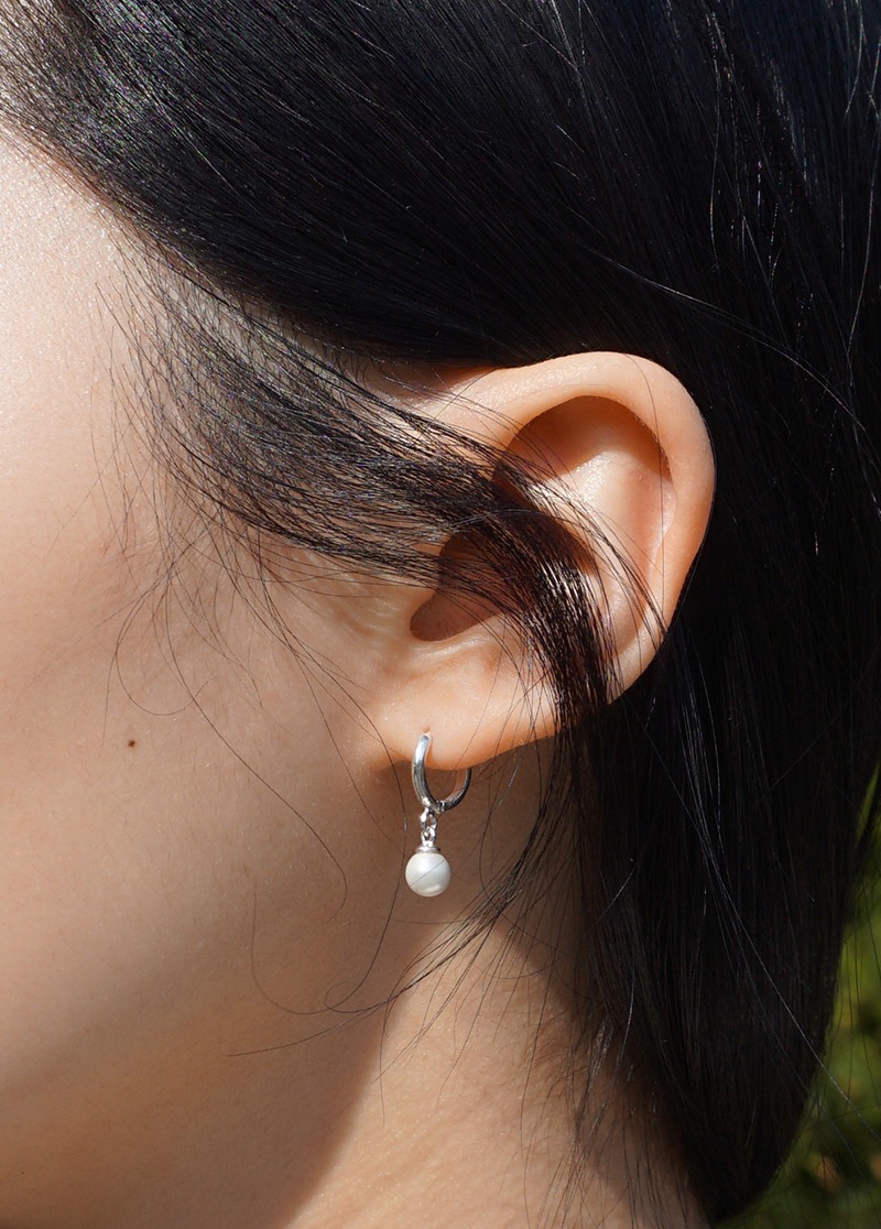 [E426][silver]matte pearl earring/포인트 진주 은 귀걸이 시선