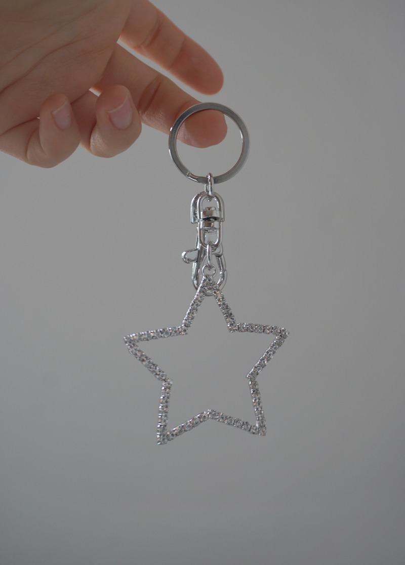 [ACC]white cubic star key ring/키링 열쇠고리 시선