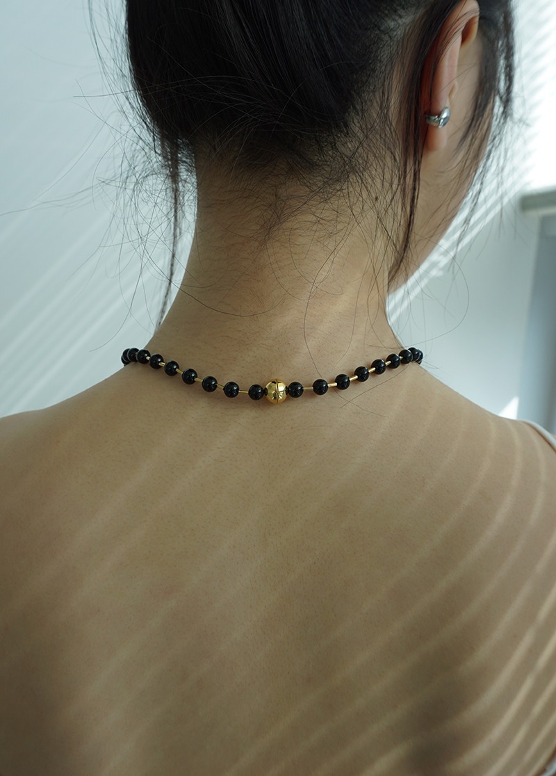 [N646] black onyx gemstone necklace / 원석 목걸이 시선
