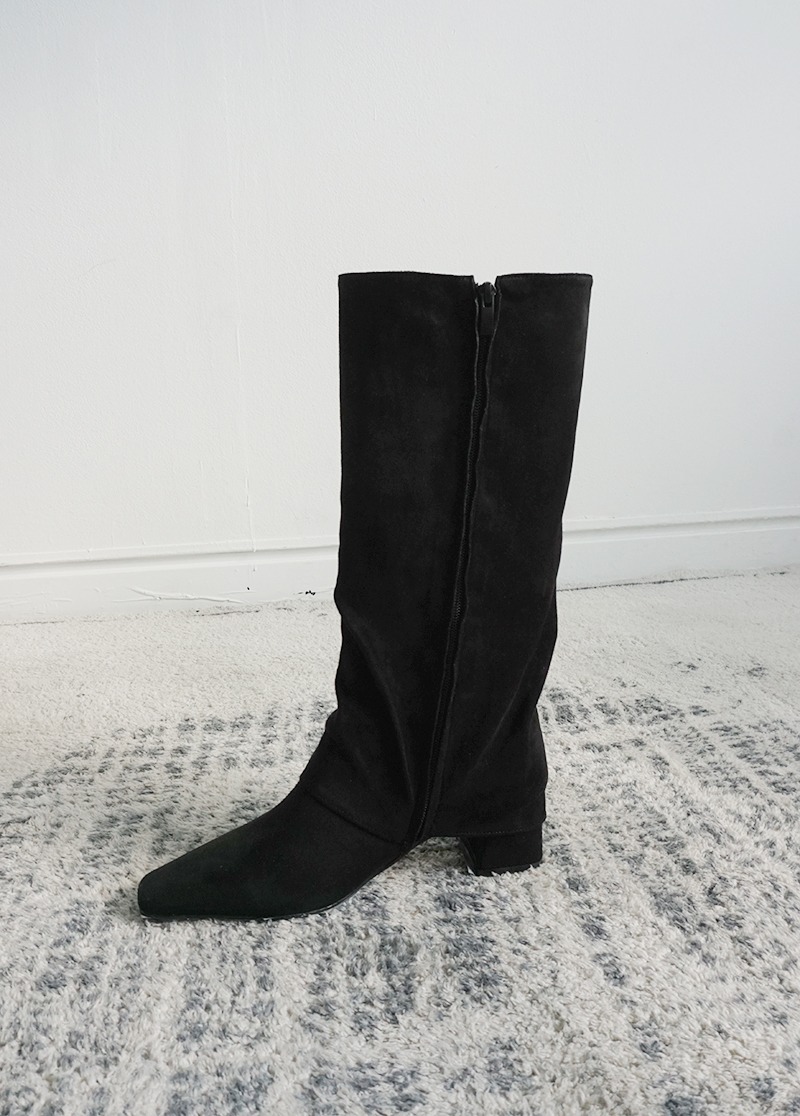 [shoes]wrinkled square suede boots/스웨이드부츠/링클부츠/롱부츠/시선