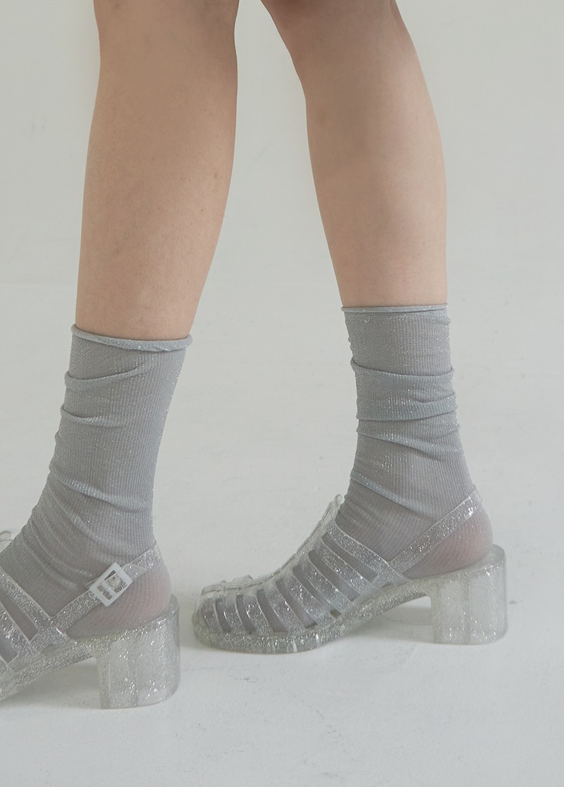 [ACC]gray glitter socks/유니크 글리터 양말/시선