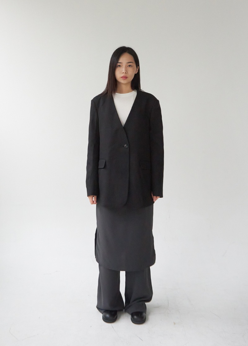 [outer]herringbone no collar outer/하객룩 헤링본 자켓/시선