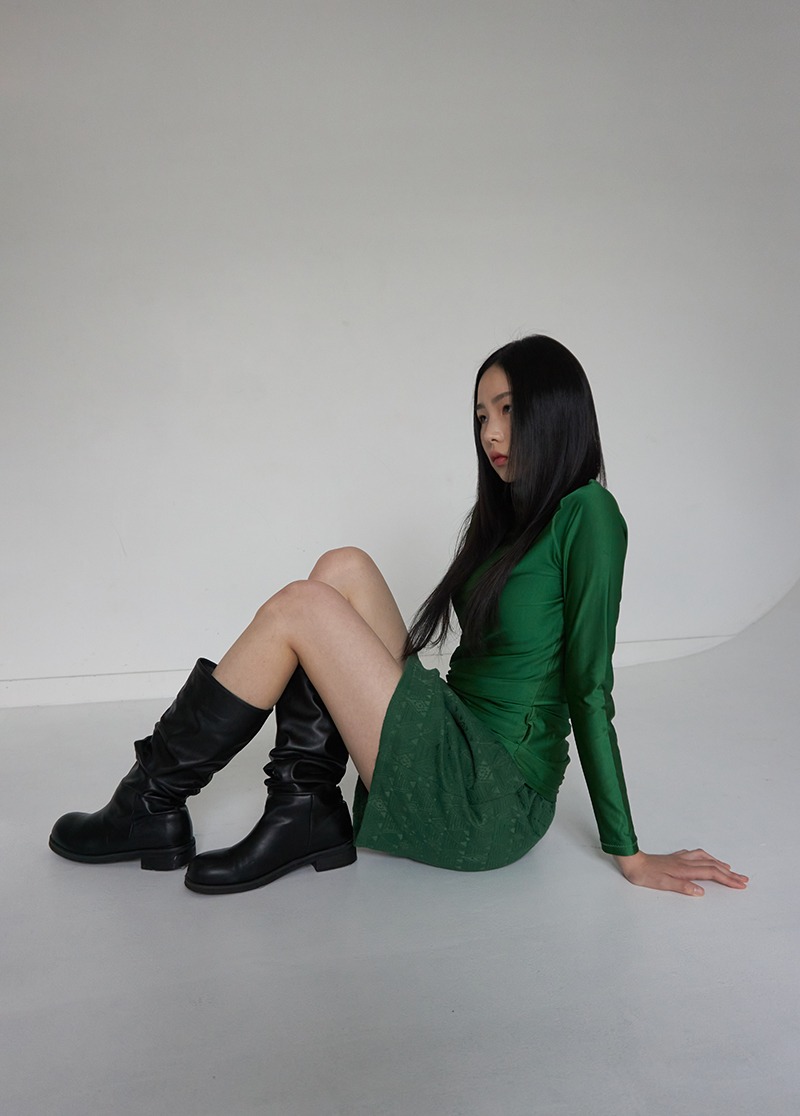 [vintage]green mini skirt/미니 스웨트 스커트/시선
