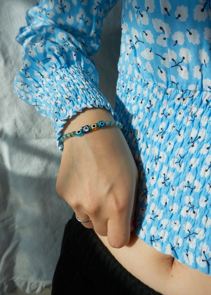 [B352]blue eye beads bracelet/미니멀 비즈 팔찌 시선