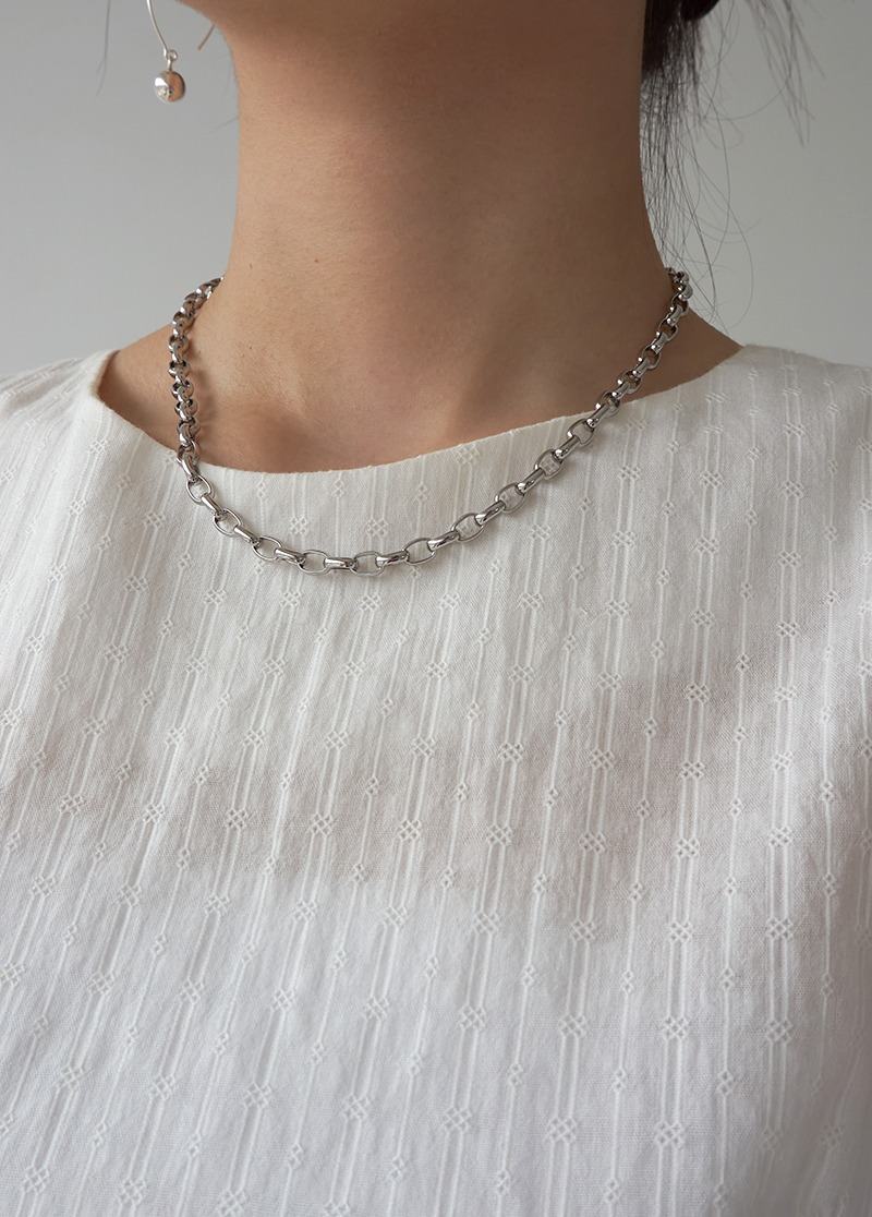 [N549]glossy round chain necklace/포인트 목걸이 시선