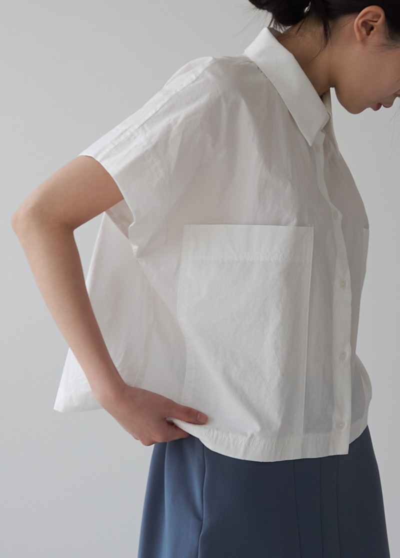 [vintage]classic white crop blouse/ 반팔 블라우스