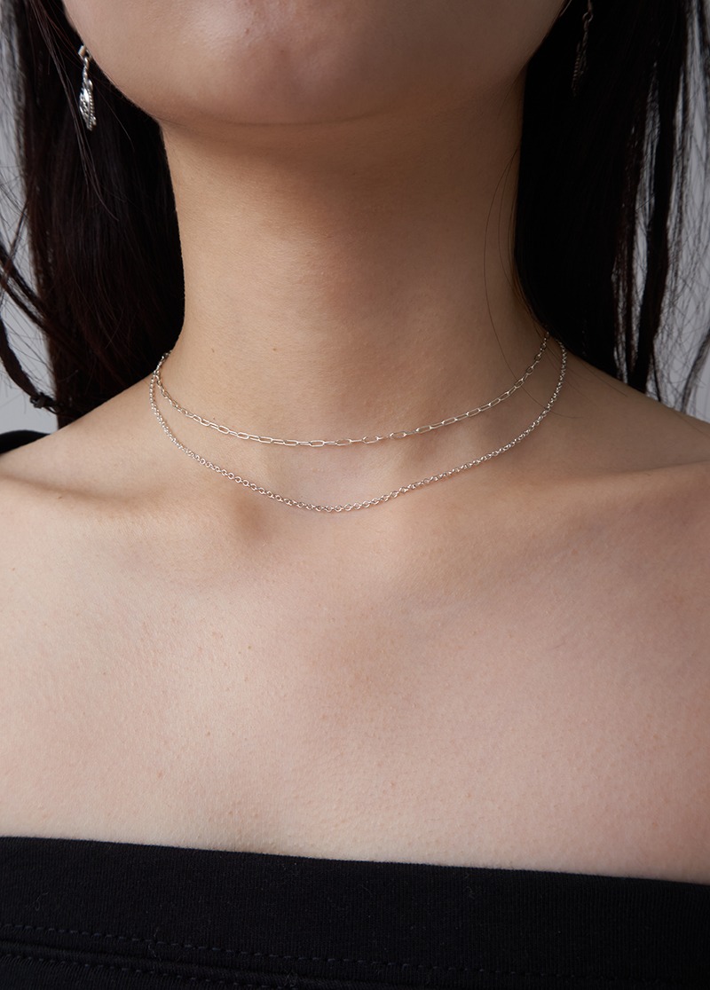 [N550][silver]38cm choker chain necklace/포인트 목걸이 시선