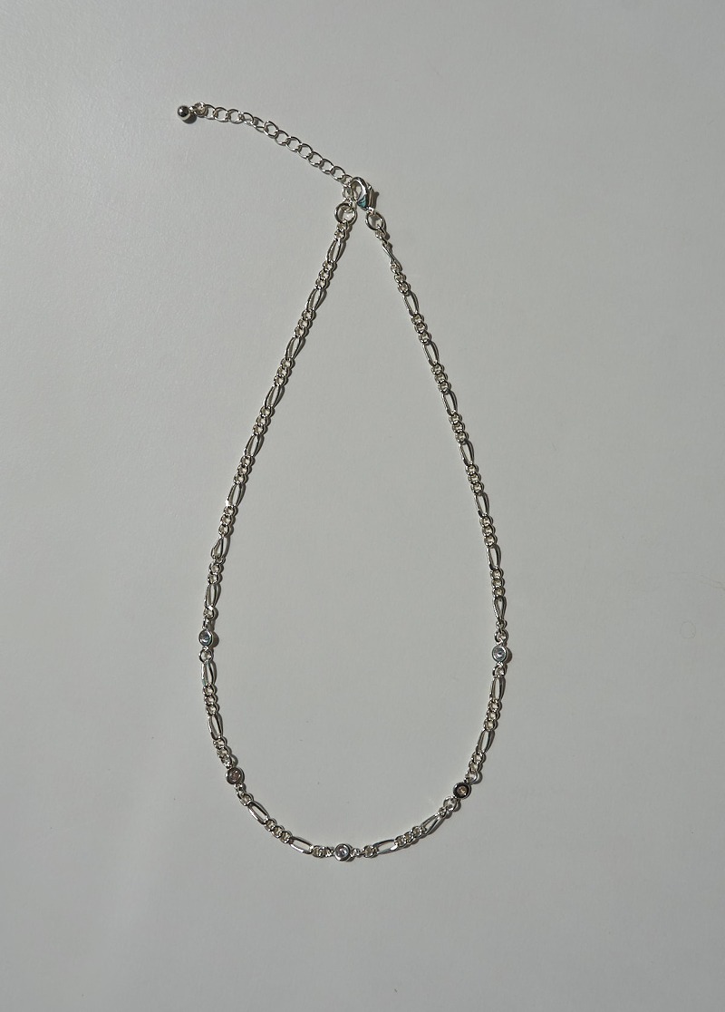 [N558] white cubic layered necklace / 포인트 레이어드 목걸이 시선