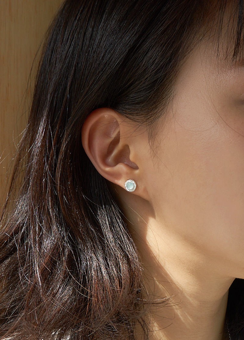 [E547] [silver] synthetic aqua earring/포인트 은 귀걸이 시선