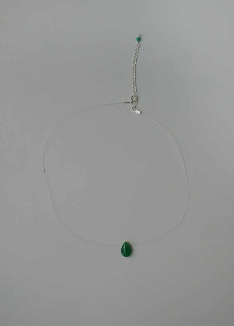 [N592] [silver] water drop green onyx necklace / 원석 목걸이 시선