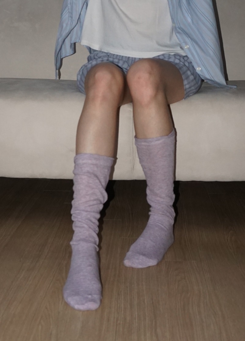 [ACC]purple gauze half socks/반스타킹 거즈양말 니삭스 시선