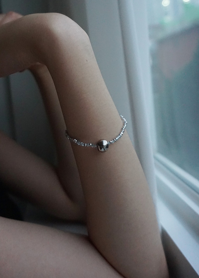 [B366] silver color shining beads1 bracelet / 팔찌 시선