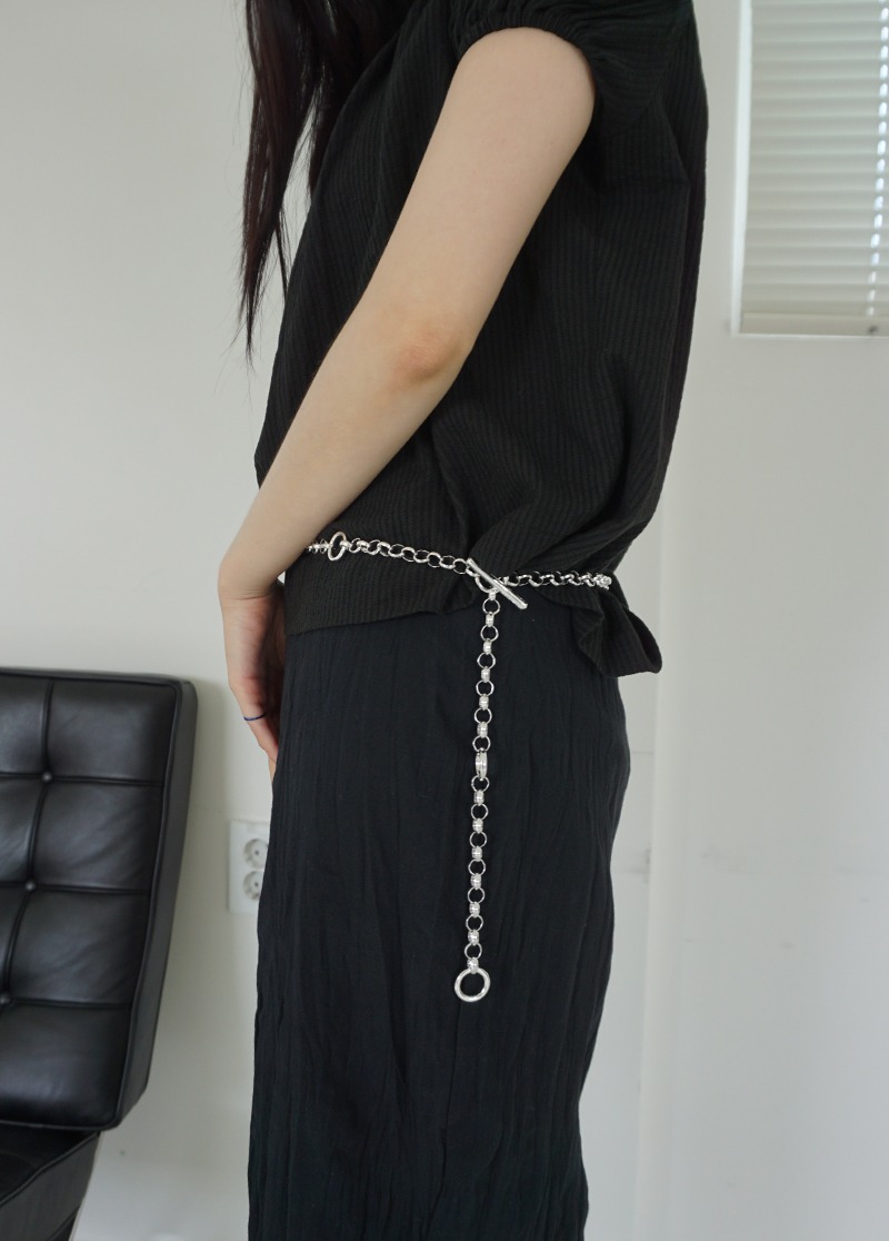 [ACC] bold round jeweled chain belt / 포인트 주얼리 목걸이 벨트