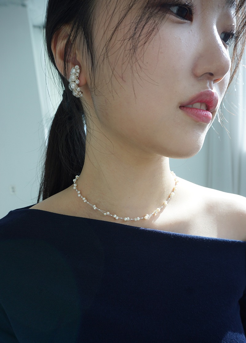 [N644] RN freshwater pearl necklace / 포인트 담수진주 목걸이 시선