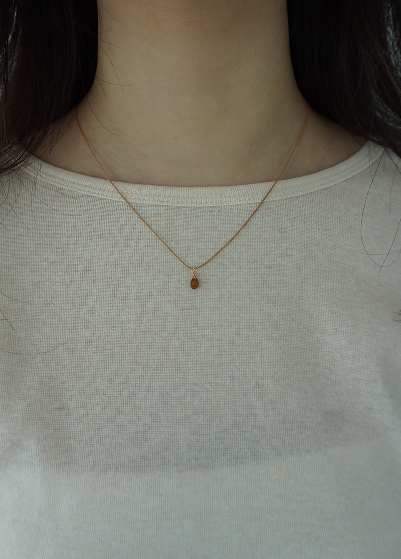 [N635] brown wp necklace / 미니멀 페트로 트로말린 원석 목걸이 시선