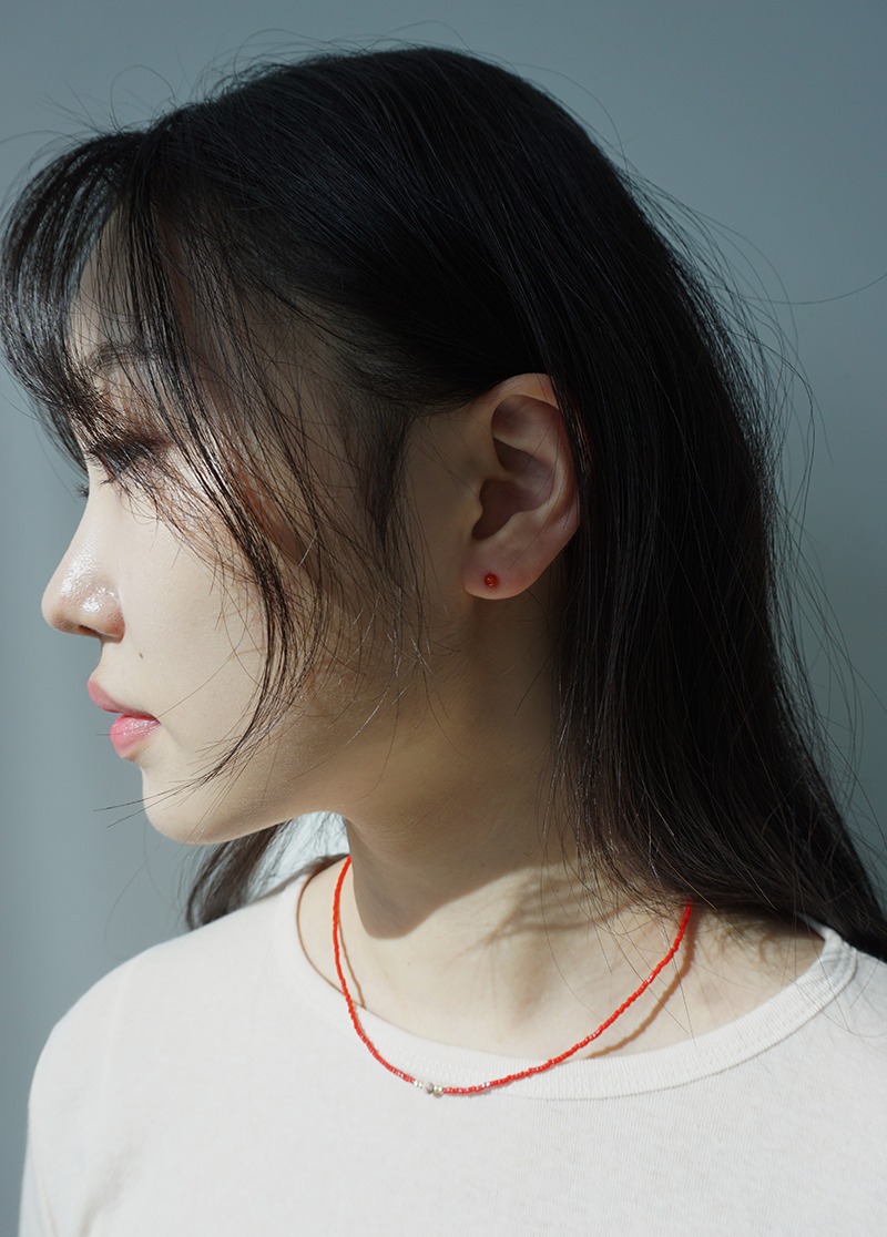 [E621][silver] mini red ball earring / 미니멀 은 귀걸이 3mm 시선